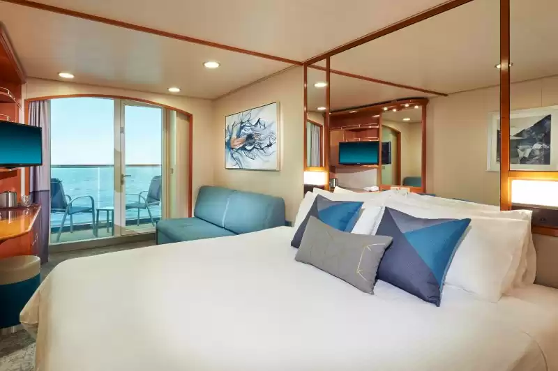 Balcony stateroom with bow view